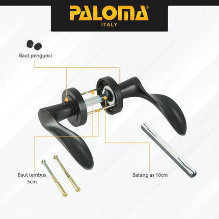 Handle Door PALOMA HRP 5403 Lever Roses Gagang Pintu Zamak Hitam Black