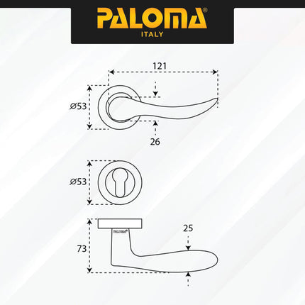 Handle Door PALOMA HRP 5403 Lever Roses Gagang Pintu Zamak Hitam Black