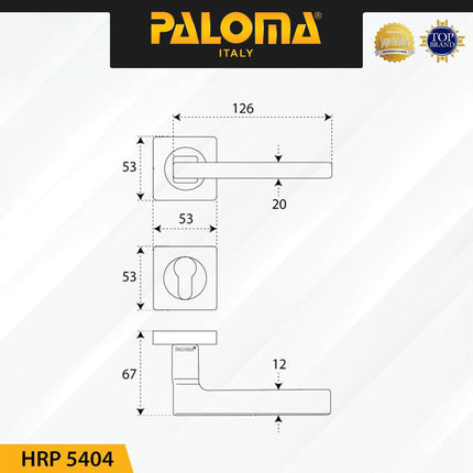 Door Handle PALOMA HRP 5404 Gagang Pintu Roses Lever Zamak Hitam Black