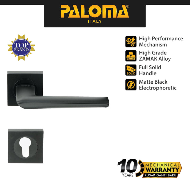 Door Handle PALOMA HRP 5407 Gagang Pintu Roses Lever Zamak Hitam Black