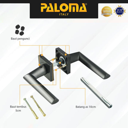 Door Handle PALOMA HRP 5407 Gagang Pintu Roses Lever Zamak Hitam Black