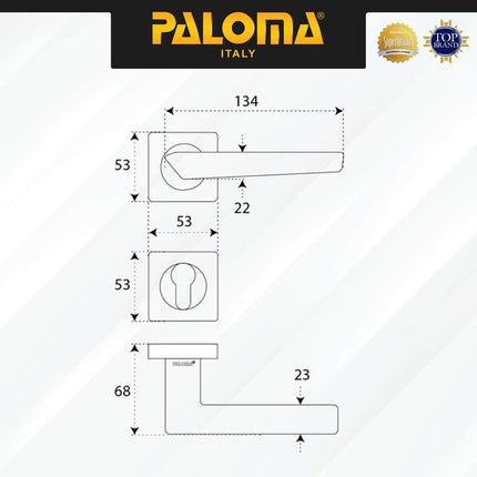 Door Handle PALOMA HRP 5407 Gagang Pintu Roses Lever Zamak Hitam Black