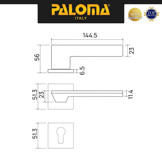 Door Handle Pintu Roses PALOMA HRP 8103 Gagang Pintu Lever Engkol Pisah Misah Superalum Lite Grey HRP8103