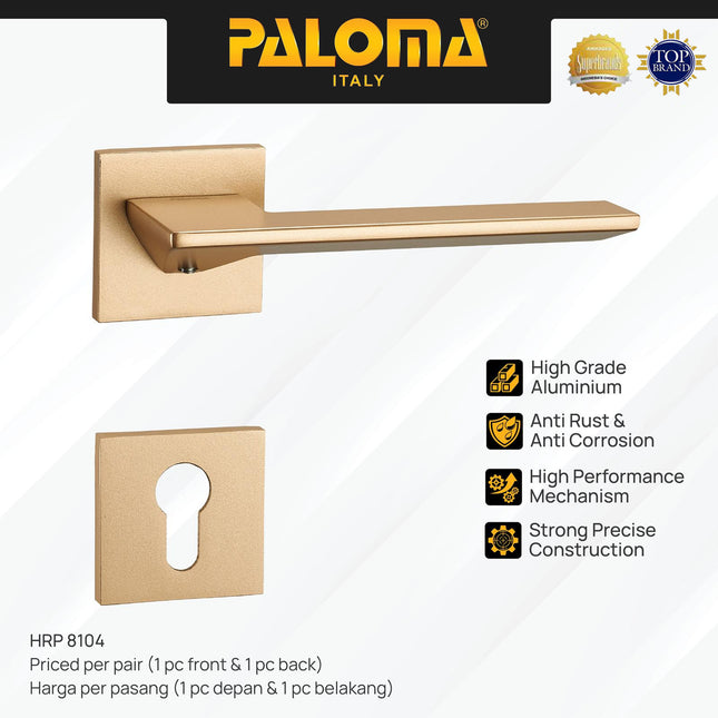 Handle Pintu Roses PALOMA HRP 8104 Gagang Pintu Door Lever Engkol Pisah Misah Superalum Lite Gold Emas