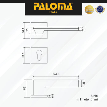 Handle Pintu Roses PALOMA HRP 8104 Gagang Pintu Door Lever Engkol Pisah Misah Superalum Lite Gold Emas