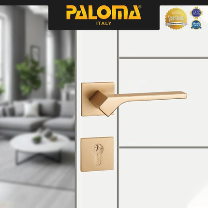 Handle Pintu PALOMA HRP 8124 Gagang Pintu Door Roses Lever Engkol Pisah Misah Superalum Lite Gold Emas