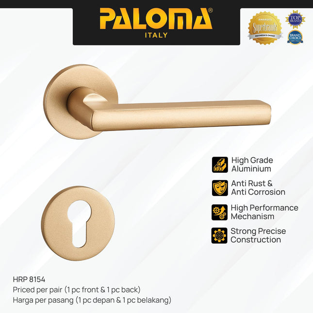Door Handle PALOMA HRP 8154 Gagang Pintu Roses Lever Engkol Pisah Misah Superalum Lite Gold Emas