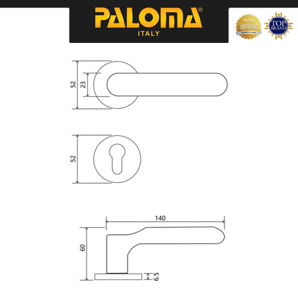 Handle Door Paloma HRP 8163 Gagang Pintu Roses Kamar Swing Superalum Lite Aluminium Night Grey