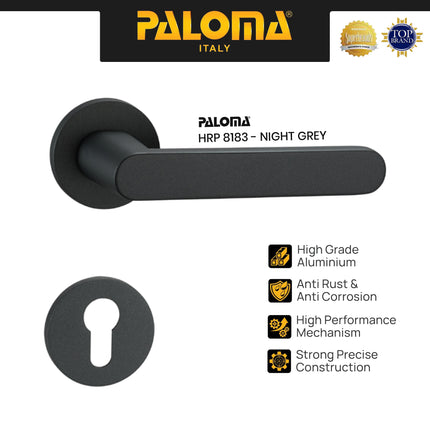 Handle Door Paloma HRP 8183 Gagang Pintu Roses Kamar Swing Superalum Lite Aluminium Night Grey
