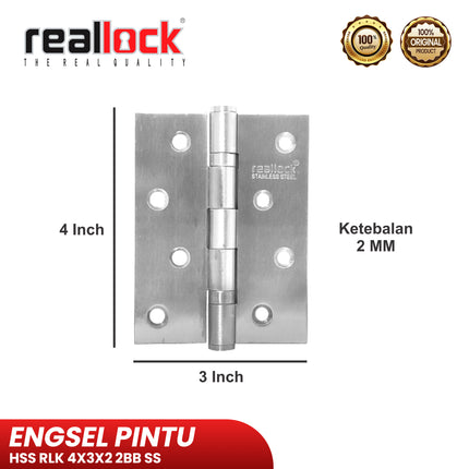 Engsel REALLOCK RLK 4X3X2mm 2BB SS Engsel Pintu Engsel Kupu-Kupu