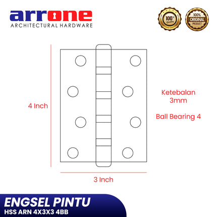 Engsel Stainless Steel ARRONE HSS ARN 4X3X3 4BB Engsel Kupu Pintu Jendela