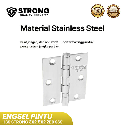 Engsel Pintu Jendela STRONG HSS 3X2.5X2 2BB SSS Stainless Steel Engsel Pintu Rumah & Kantor Engsel Kupu Kupu Pintu Stainless Steel Modern
