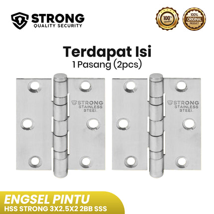 Engsel Pintu Jendela STRONG HSS 3X2.5X2 2BB SSS Stainless Steel Engsel Pintu Rumah & Kantor Engsel Kupu Kupu Pintu Stainless Steel Modern