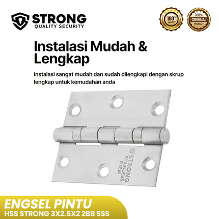 Engsel Pintu Jendela STRONG HSS 3X2.5X2 2BB SSS Stainless Steel Engsel Pintu Rumah & Kantor Engsel Kupu Kupu Pintu Stainless Steel Modern