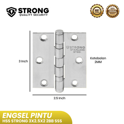 Engsel Pintu Jendela STRONG HSS 3X2.5X2 2BB SSS Stainless Steel Engsel Pintu Rumah & Kantor Engsel Kupu Kupu Pintu Stainless Steel Modern