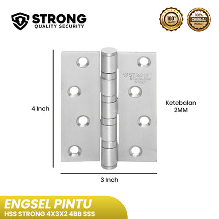 Engsel Pintu Jendela STRONG ES HSS 4X3X3MM 4BB SSS Engsel Kupu Kokoh Tahan Lama Engsel Pintu Rumah & Kantor