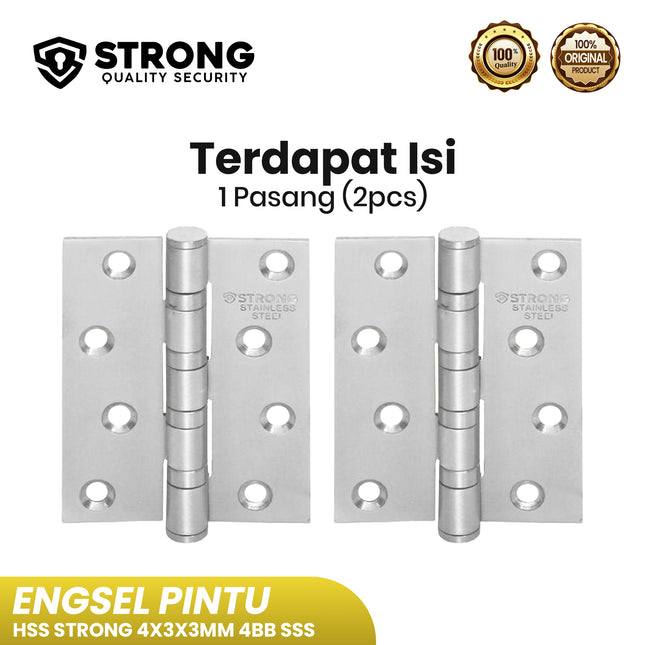 Engsel Pintu Jendela STRONG ES HSS 4X3X3MM 4BB SSS Engsel Kupu Kokoh Tahan Lama Engsel Pintu Rumah & Kantor