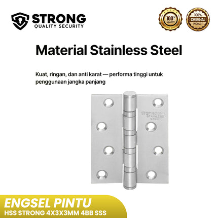 Engsel Pintu Jendela STRONG ES HSS 4X3X3MM 4BB SSS Engsel Kupu Kokoh Tahan Lama Engsel Pintu Rumah & Kantor