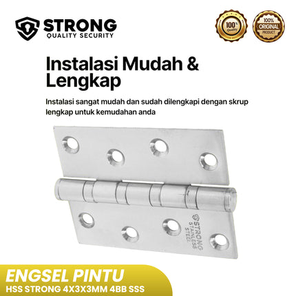 Engsel Pintu Jendela STRONG ES HSS 4X3X3MM 4BB SSS Engsel Kupu Kokoh Tahan Lama Engsel Pintu Rumah & Kantor