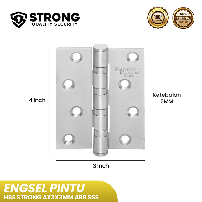 Engsel Pintu Jendela STRONG ES HSS 4X3X3MM 4BB SSS Engsel Kupu Kokoh Tahan Lama Engsel Pintu Rumah & Kantor
