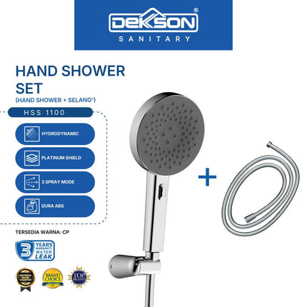 Hand Shower Set Dekkson Shower Mandi Dekson Kepala Dengan Selang HSS 1100 Chrome Polish