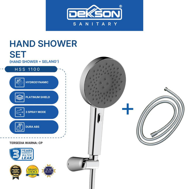 Hand Shower Set Dekkson Shower Mandi Dekson Kepala Dengan Selang HSS 1100 Chrome Polish