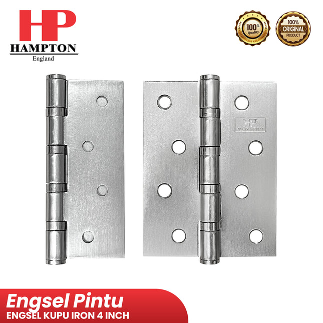 Engsel Hampton HST HMT IR 4" INCH 4X3X2 4BB SN Engsel Kupu Pintu Jendela
