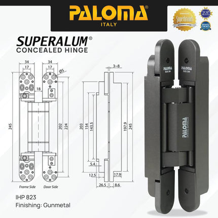 PALOMA Engsel Tanam Invisible Concealed Hinge Pintu Jendela IHP 81