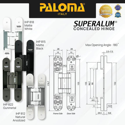 PALOMA Engsel Tanam Invisible Concealed Hinge Pintu Jendela IHP 81