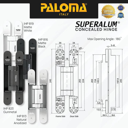 PALOMA Engsel Tanam Invisible Concealed Hinge Pintu Jendela IHP 81
