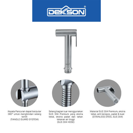 Jet Shower Set Toilet DEKKSON JSS 8280 Bidet Cebok Kloset Complete Include Selang Hose 120 Cm Keran Semprot Cebok Closet Duduk Jet Washer