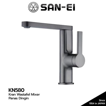 Kran Wastafel SANEI KN580 Mixer Panas Dingin Keran Basin Mixer KN 580 Gun Metal