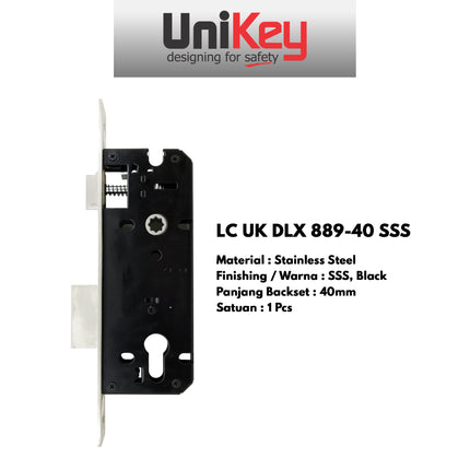 Lockcase UNIKEY LC UK DLX 889-40 DLX 889-50 SSS Mortise Lock Body Kunci Swing