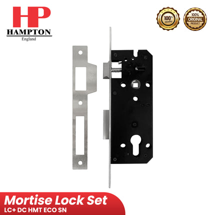 Mortise Lock Set HAMPTON LC + DC HMT ECO 4085 IL SSS CYL 60MM SN Bodi Kunci Double Silinder