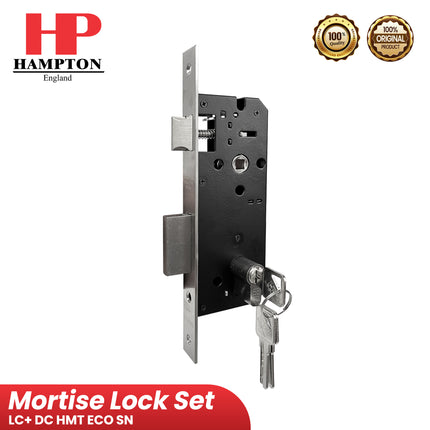 Mortise Lock Set HAMPTON LC + DC HMT ECO 4085 IL SSS CYL 60MM SN Bodi Kunci Double Silinder