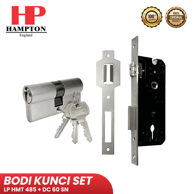 Lockcase Pelor Set HAMPTON LP HMT 485 + DC 60 SN Mortise Lock Bodi Kunci Silinder