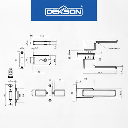 LEVER SET MAGNETIC DEKKSON LSM 960 MATT BLACK