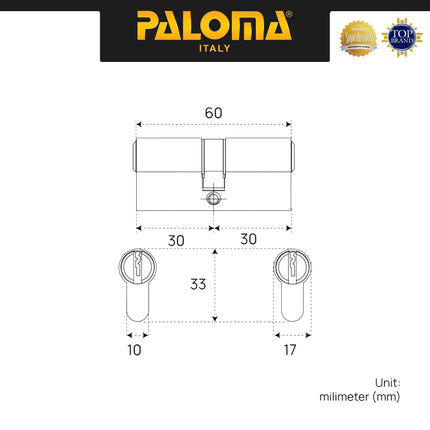 Bodi Kunci Set PALOMA MSP 1128 Mortise Lock Body Kunci Set Cylinder Kunci Pintu Stainless Steel SUS 304 SUS304 Matte Black Hitam