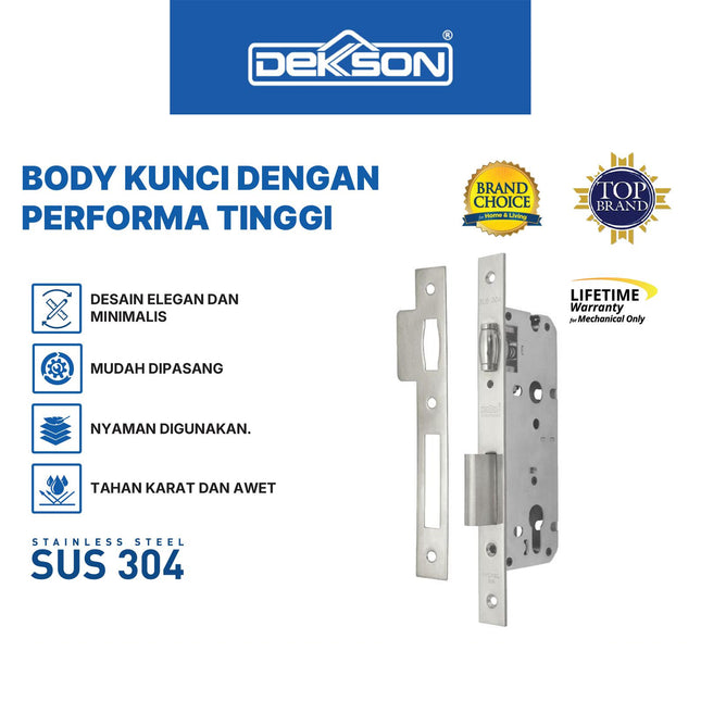 Mortise Lock Roller Deluxe DEKKSON Rumah Kunci Pelor MTS RL DL 8485 SUS 304