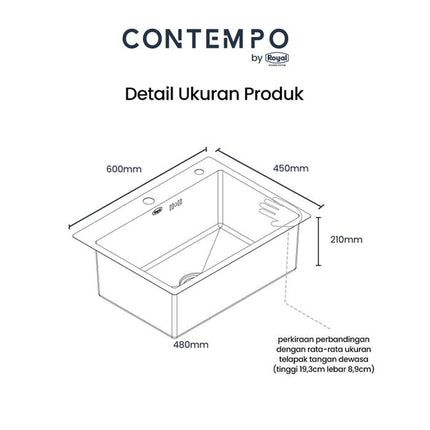 Kitchen Sink Royal Black Series Contempo Nova | Bak Cuci Piring Stainless Steel 60 x 45 Cm