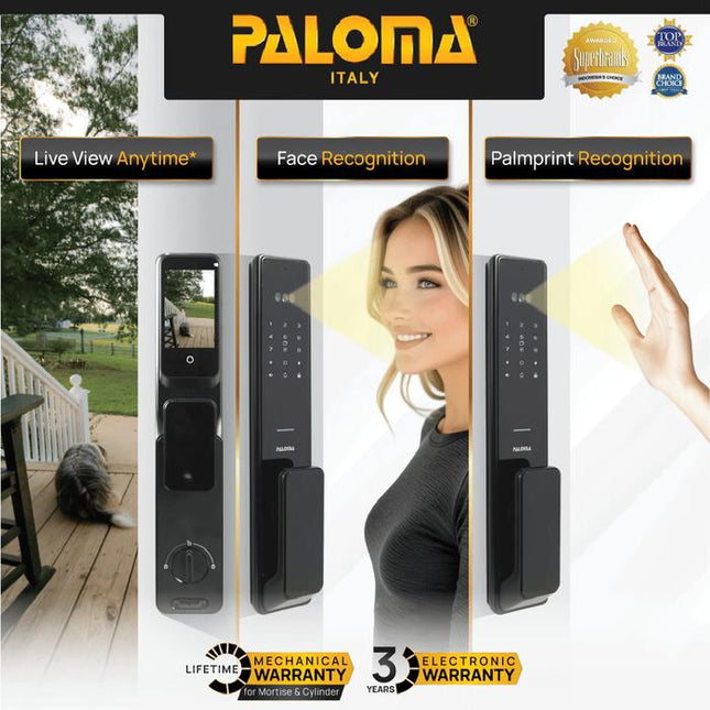 Digital Lock PALOMA DLP 6201YMB Smart Lock Face ID Palmprint Recognition Door