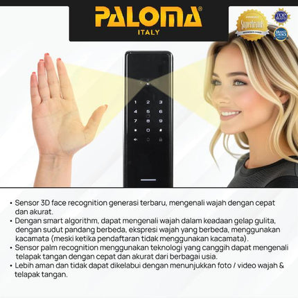 Digital Lock PALOMA DLP 6201YMB Smart Lock Face ID Palmprint Recognition Door
