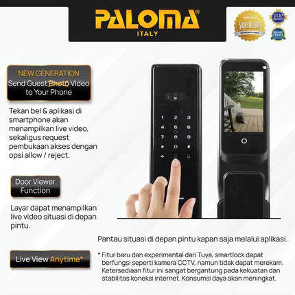 Digital Lock PALOMA DLP 6201YMB Smart Lock Face ID Palmprint Recognition Door