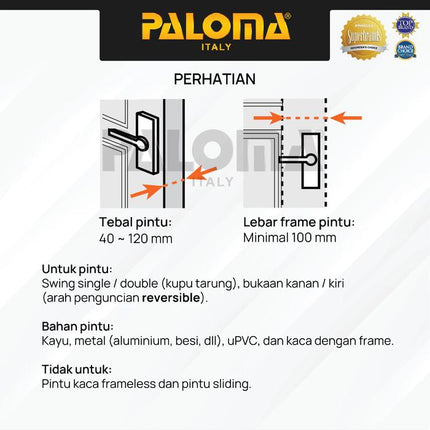 Digital Lock PALOMA DLP 6201YMB Smart Lock Face ID Palmprint Recognition Door