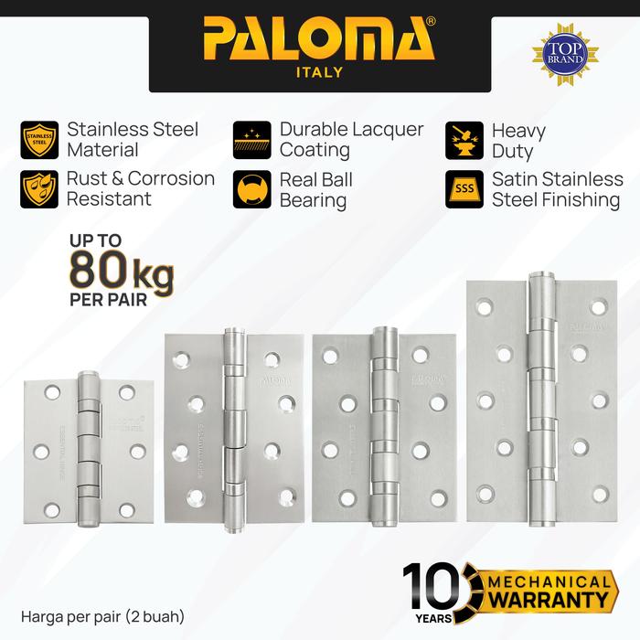 PALOMA Engsel Pintu Jendela Hinge Kupu Butt Plat Kayu Aluminium PVC Hinges Door Window Stainless Steel SUS Ball Bearing 2BB 4BB 3