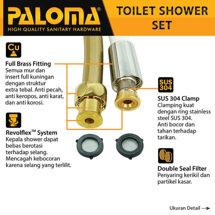 PALOMA Toilet Shower Jet Washer Jet Shower Bidet Spray Semprotan Cebok Bilas Kloset Closet WC ABS Chrome Krom White Putih Black HItam Gold Emas Gunmetal Grey Abu TSP 3101 3102 3103 3104 3105 3106