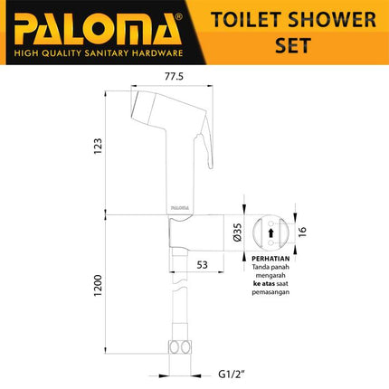 PALOMA Toilet Shower Jet Washer Jet Shower Bidet Spray Semprotan Cebok Bilas Kloset Closet WC ABS Chrome Krom White Putih Black HItam Gold Emas Gunmetal Grey Abu TSP 3101 3102 3103 3104 3105 3106