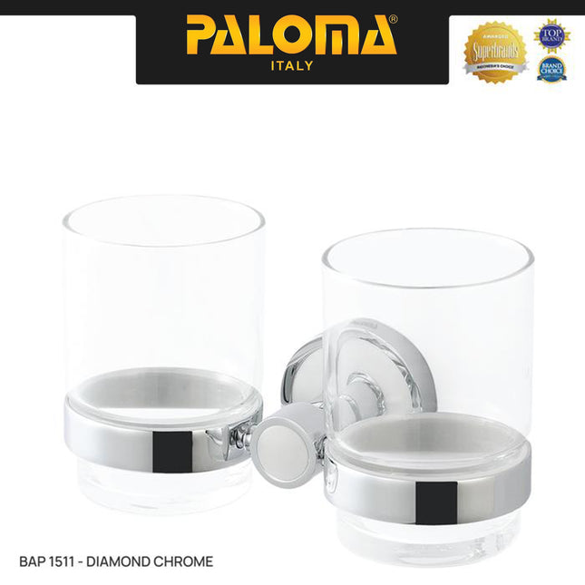 Tumblr Holder PALOMA BAP 1511 Chrome Tempat Gelas Glasses Sikat Gigi Kumur Rak Tumbler Mandi Brass Kuningan Krom Stainless Steel SUS 304