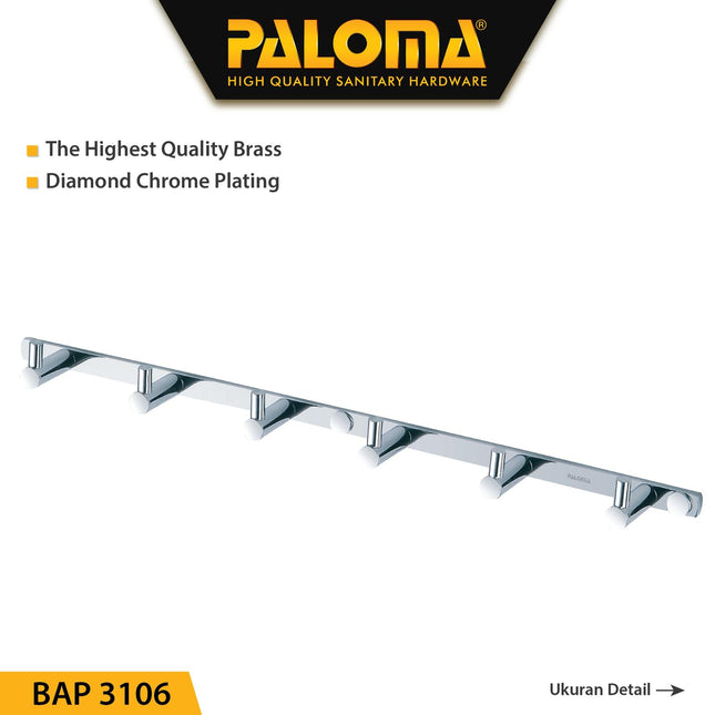 PALOMA BAP 3106 Kapstok Gantungan Baju Handuk Rak Hanger Mandi 6 Kait
