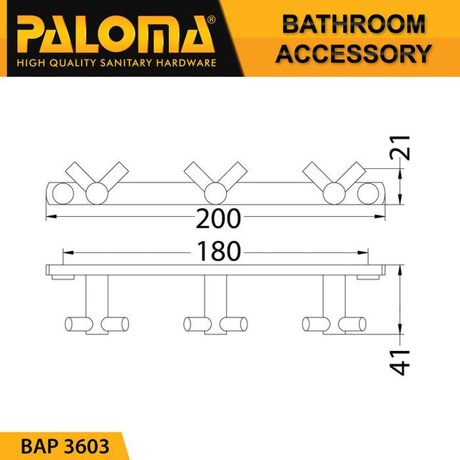PALOMA BAP 3603 Kapstok Gantungan Baju Handuk Rak Hanger Mandi 6 Kait